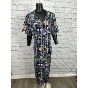 Designs Lane Bryant Button Up Floral‎ Plaid Dress V-Neck Short Sleeve Size 18